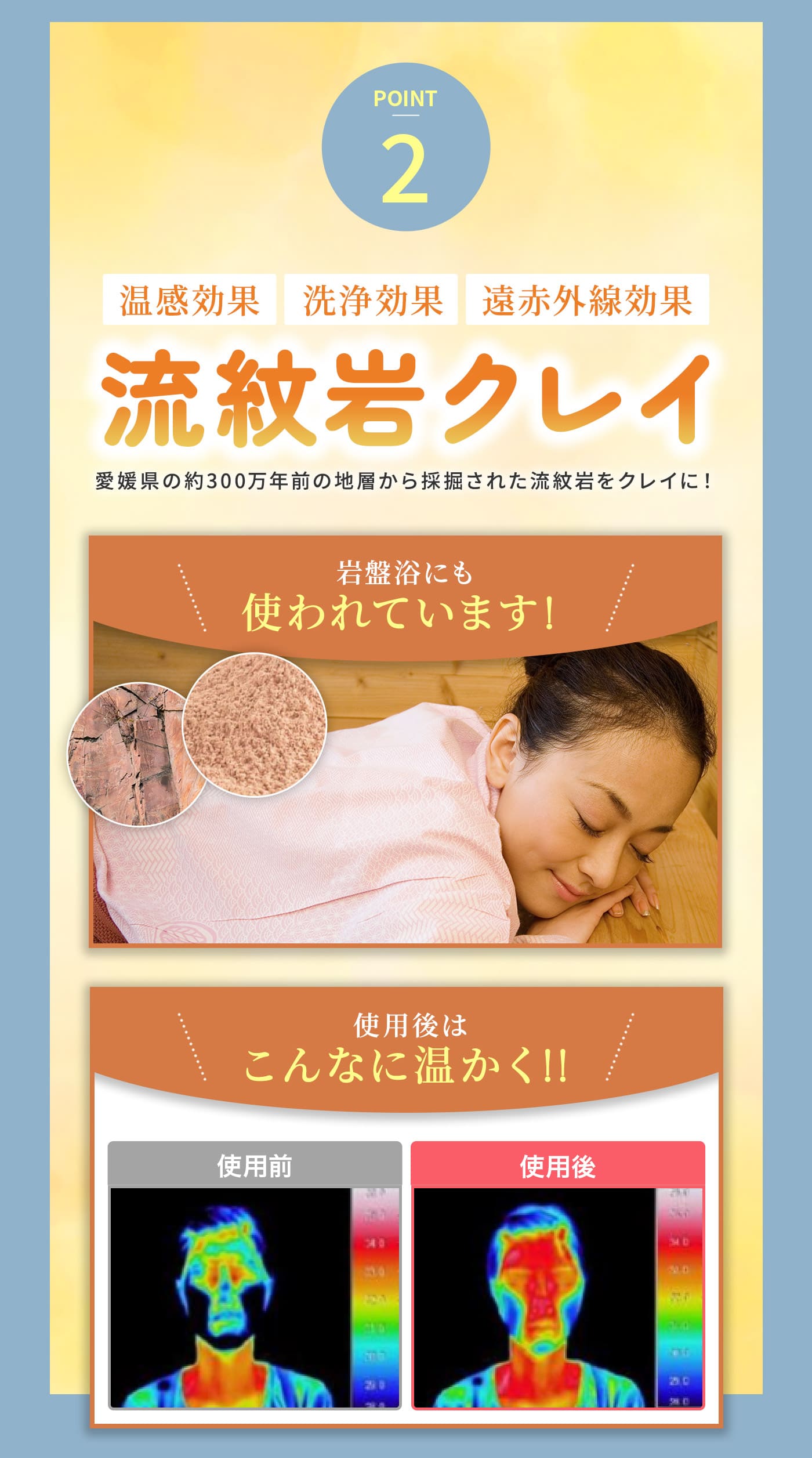温感効果・洗浄効果・遠赤外線効果流紋岩クレイ